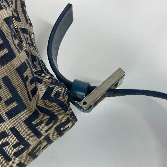 FENDI shoulder bag Mamma Baguette Zucchino Shoulder Bag Canvas/Leather Navy - Picture 11 of 16